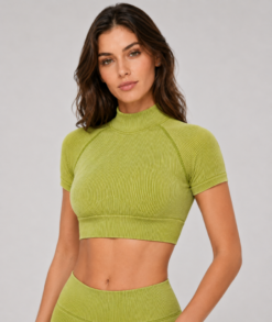 TOP MATIZADO MANGA CORTA - Verde Pasto, M